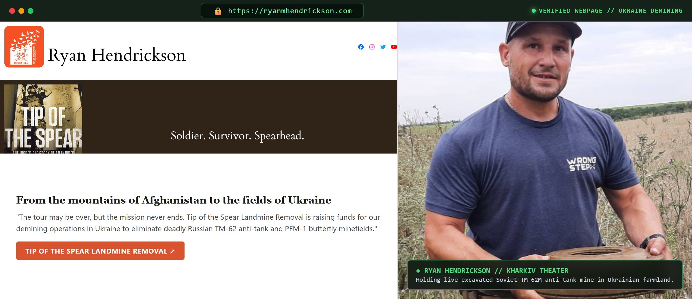 Ryan Hendrickson Official Website - Tip of the Spear Landmine Removal