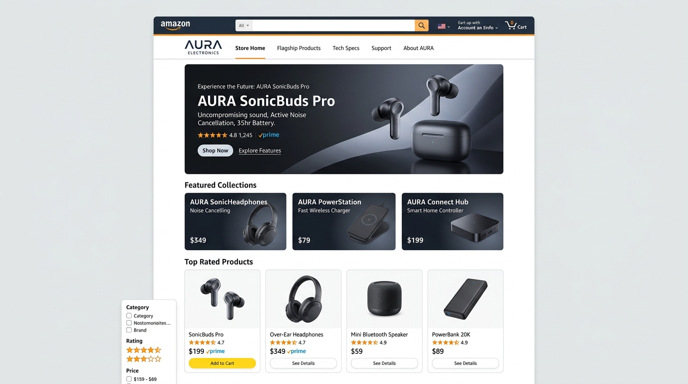 Amazon.com Brand Store Frontpage and A+ Content