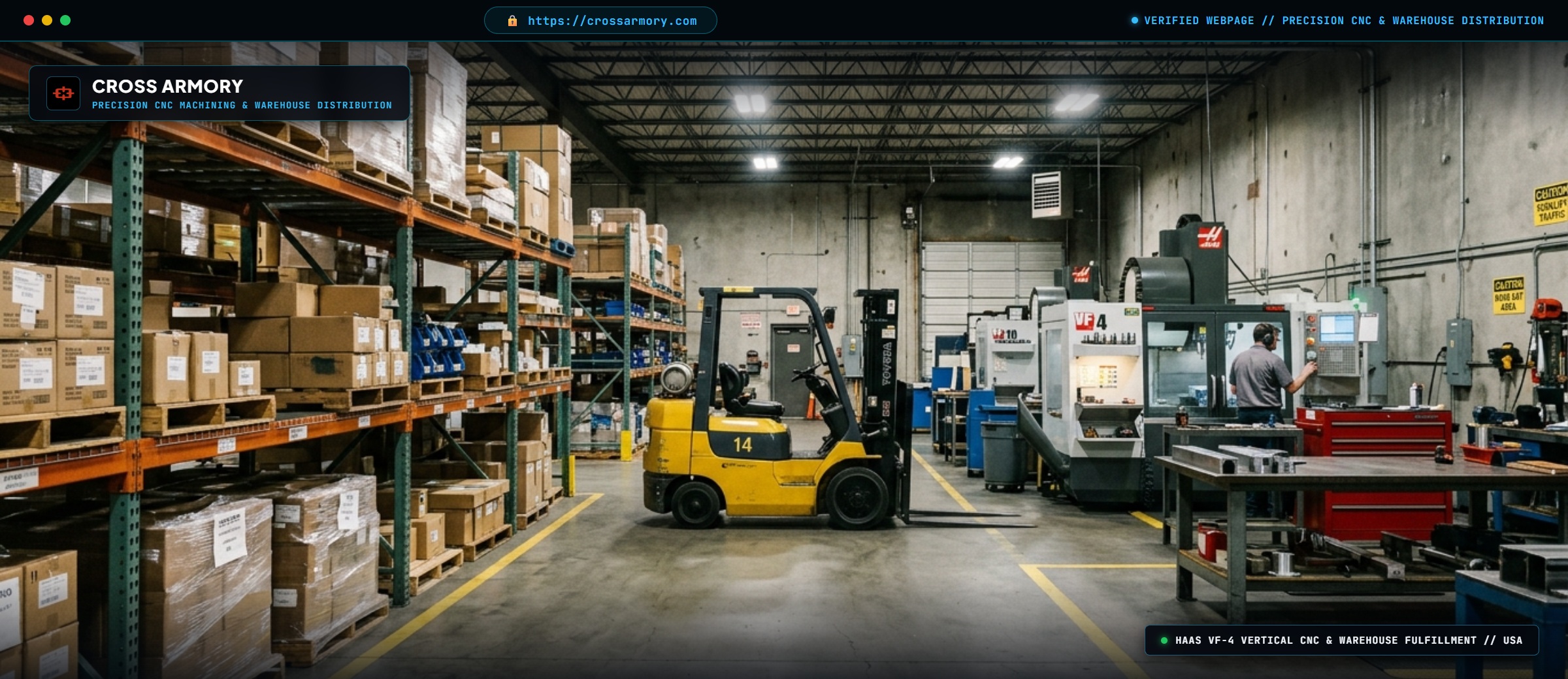 Cross Armory Official Website - Precision CNC Machining & Warehouse Distribution Facility