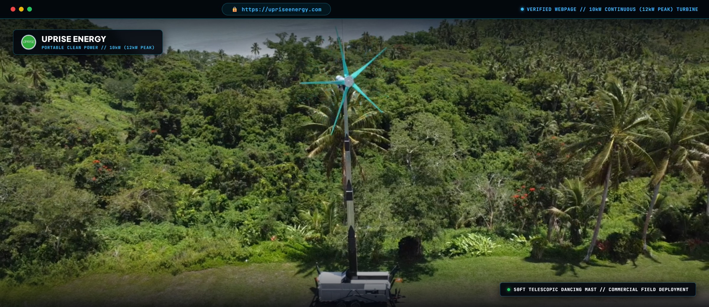 Uprise Energy Official Website - 10kW Continuous (12kW Peak) Mobile Wind Turbine & Founders John & Jonathan Knight